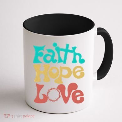 Jesus Faith Hope Love Retro Coffee Mug back