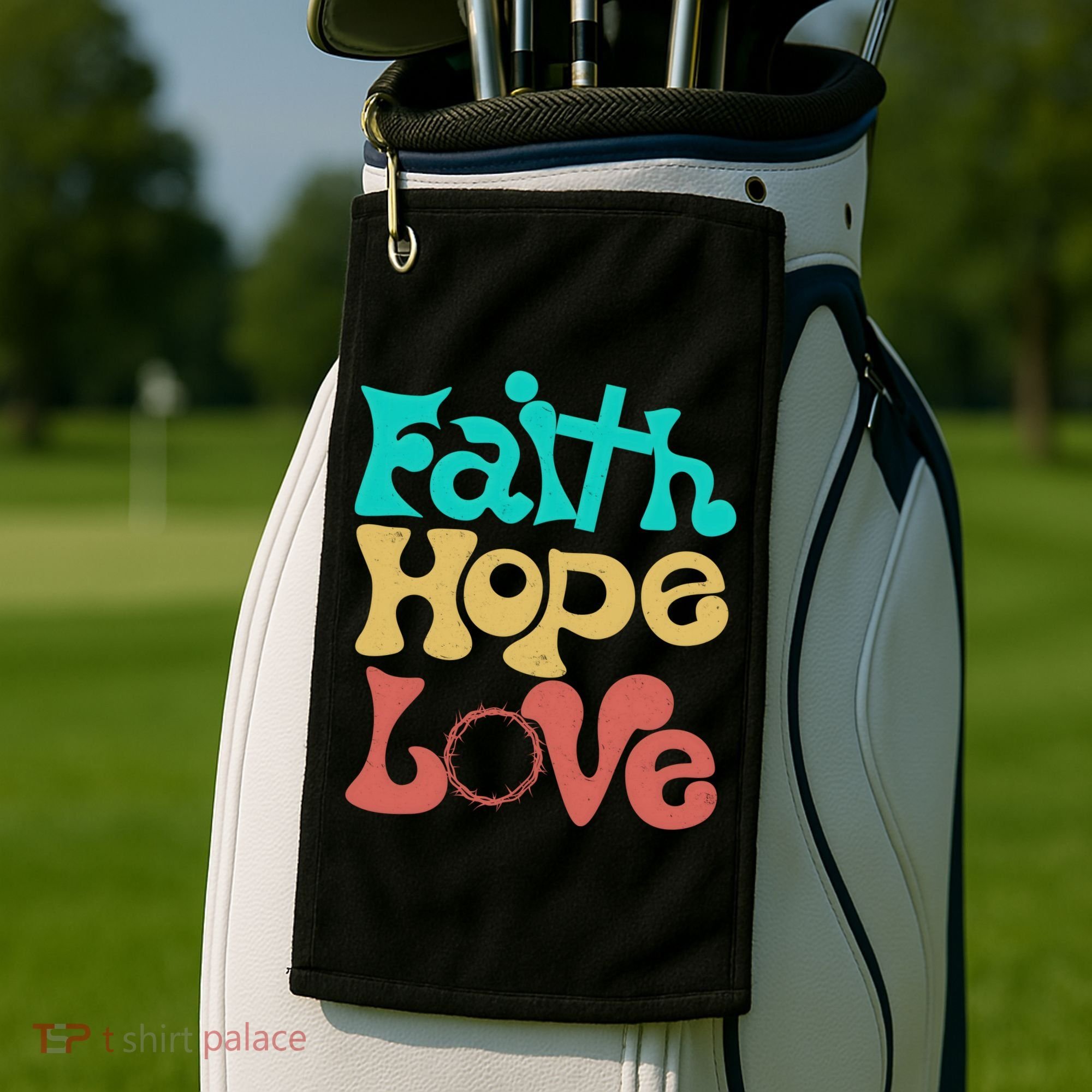 Jesus Faith Hope Love Retro Golf Towel