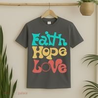 Jesus Faith Hope Love Retro T-Shirt thumb 2