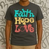 Jesus Faith Hope Love Retro T-Shirt thumb 3
