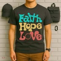 Jesus Faith Hope Love Retro T-Shirt thumb 6