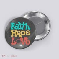 Jesus Faith Hope Love Retro Button thumb 0