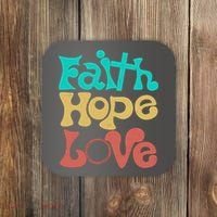 Jesus Faith Hope Love Retro Coaster thumb 0