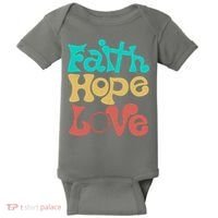 Jesus Faith Hope Love Retro Baby Bodysuit thumb 0