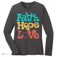 Jesus Faith Hope Love Retro Women's Long Sleeve Shirt thumb 0