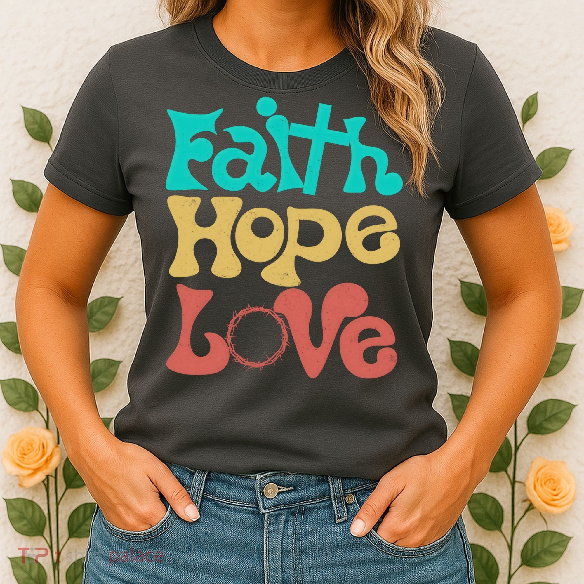 Jesus Faith Hope Love Retro Women's T-Shirt