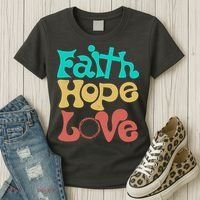 Jesus Faith Hope Love Retro Women's T-Shirt thumb 3