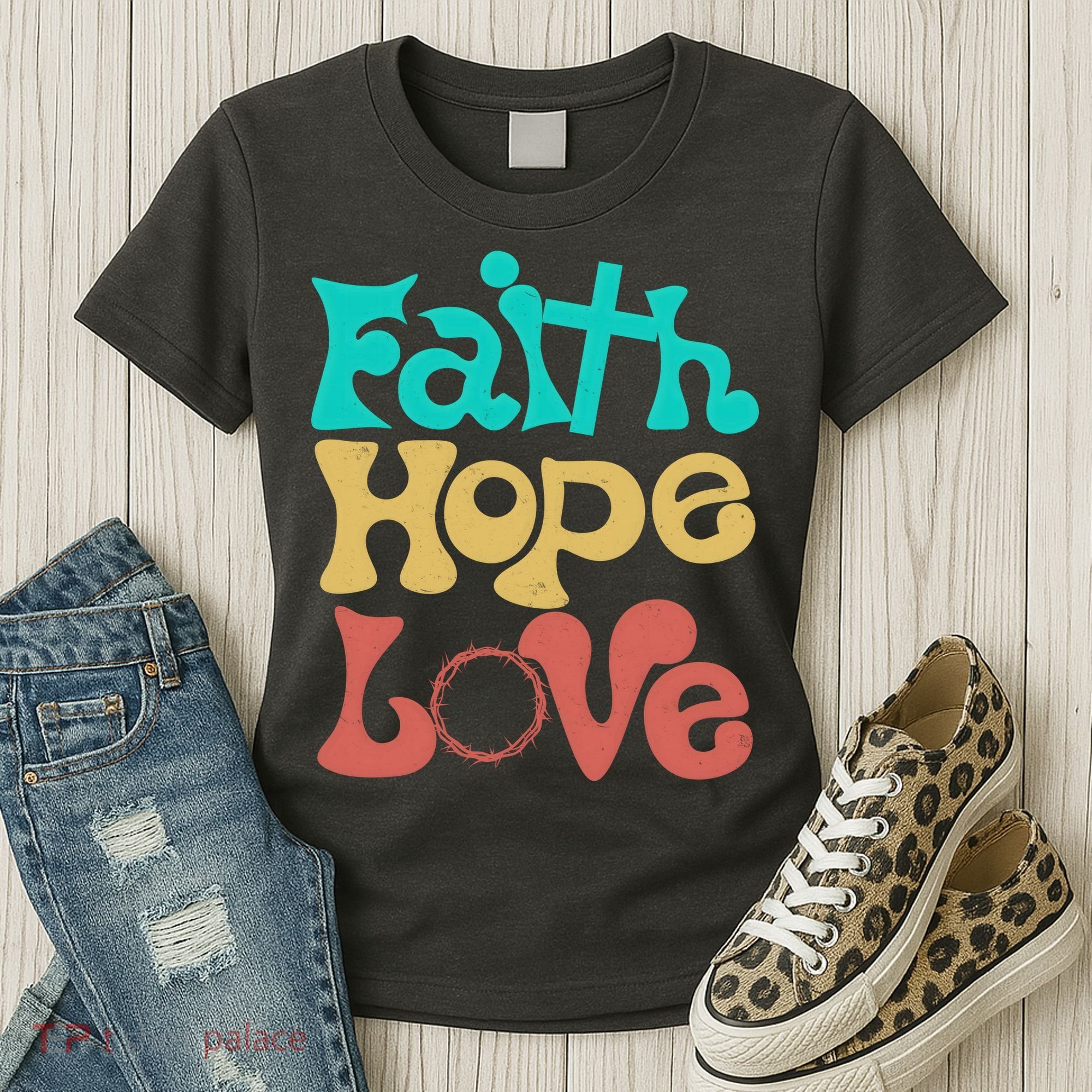 Jesus Faith Hope Love Retro Women's T-Shirt