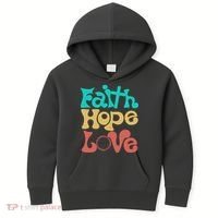 Jesus Faith Hope Love Retro Kids Hoodie thumb 0
