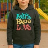 Jesus Faith Hope Love Retro Kids Hoodie thumb 3