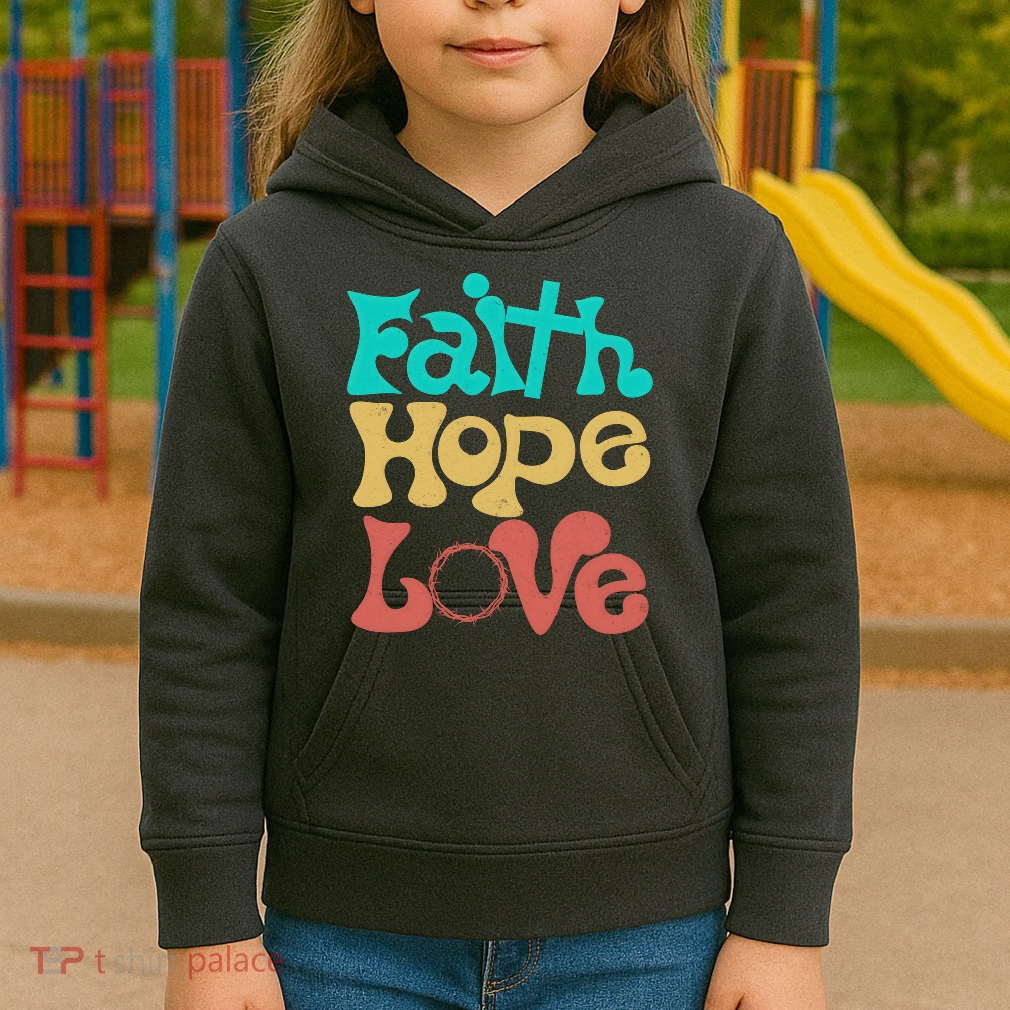 Jesus Faith Hope Love Retro Kids Hoodie