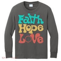 Jesus Faith Hope Love Retro Kids Long Sleeve Shirt thumb 0