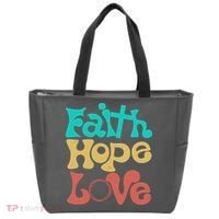 Jesus Faith Hope Love Retro Tote Bag thumb 0