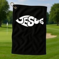 Jesus Fish Golf Towel thumb 1