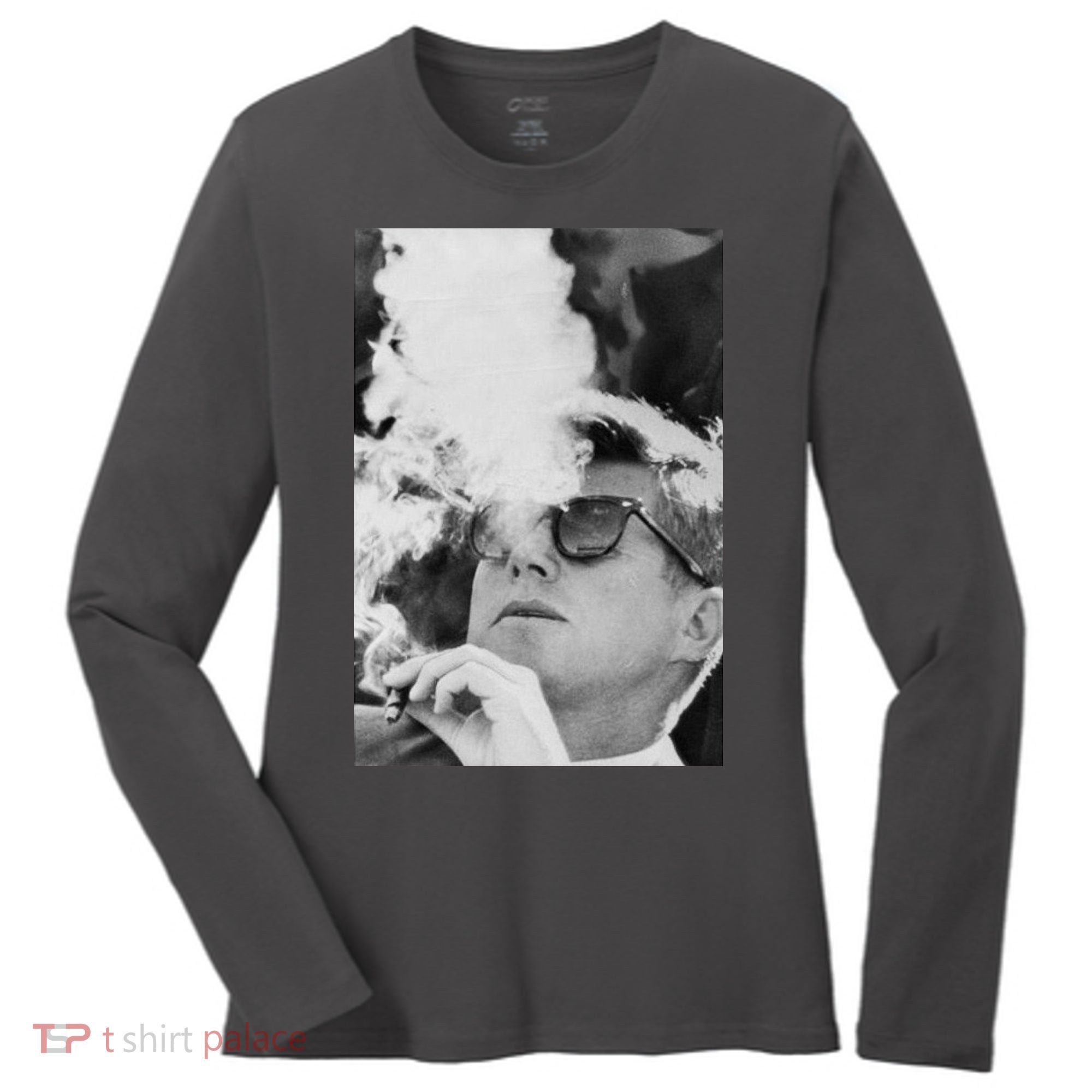 JFK Smoking with Shades John F. Kennedy President Women's Long Sleeve Shirt