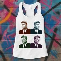 John Fitzgerald Kennedy 35th President Retro Block Portraits Women's Tank Top thumb 3