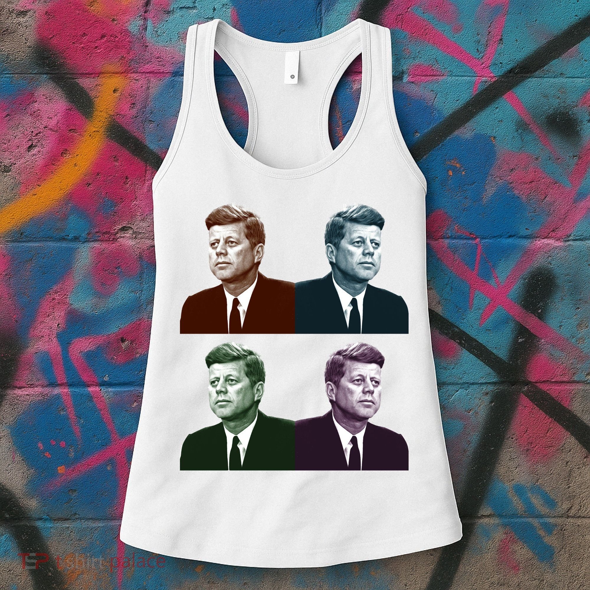 John Fitzgerald Kennedy 35th President Retro Block Portraits Women's Tank Top