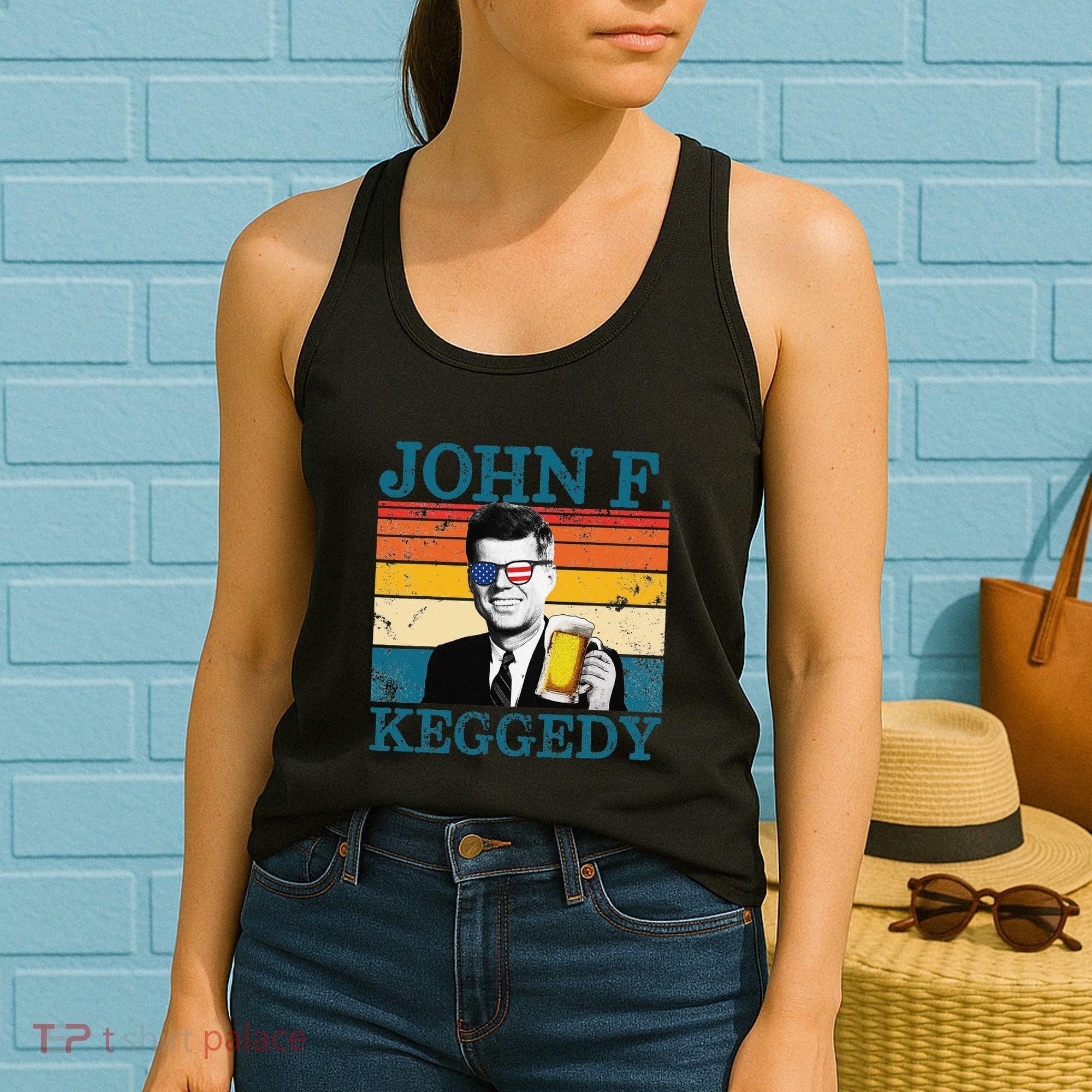 John F. Keggedy Drunk President Kennedy JFK 4th Of July Women's Tank Top