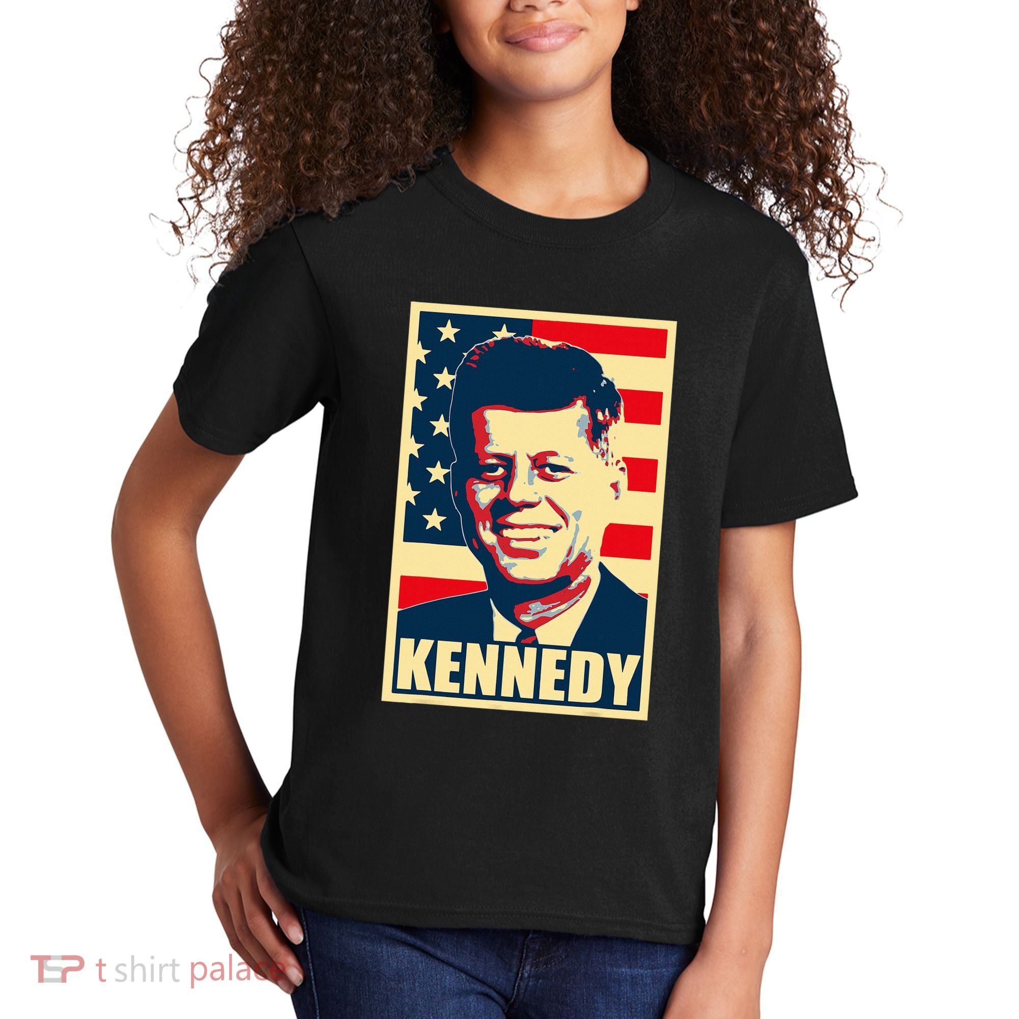 John F Kennedy American Propaganda Poster Kids T-Shirt