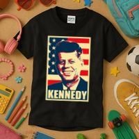 John F Kennedy American Propaganda Poster Kids T-Shirt thumb 3