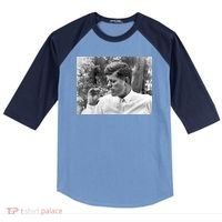 John F Kennedy Smoking Raglan Baseball Sleeve Shirt thumb 0