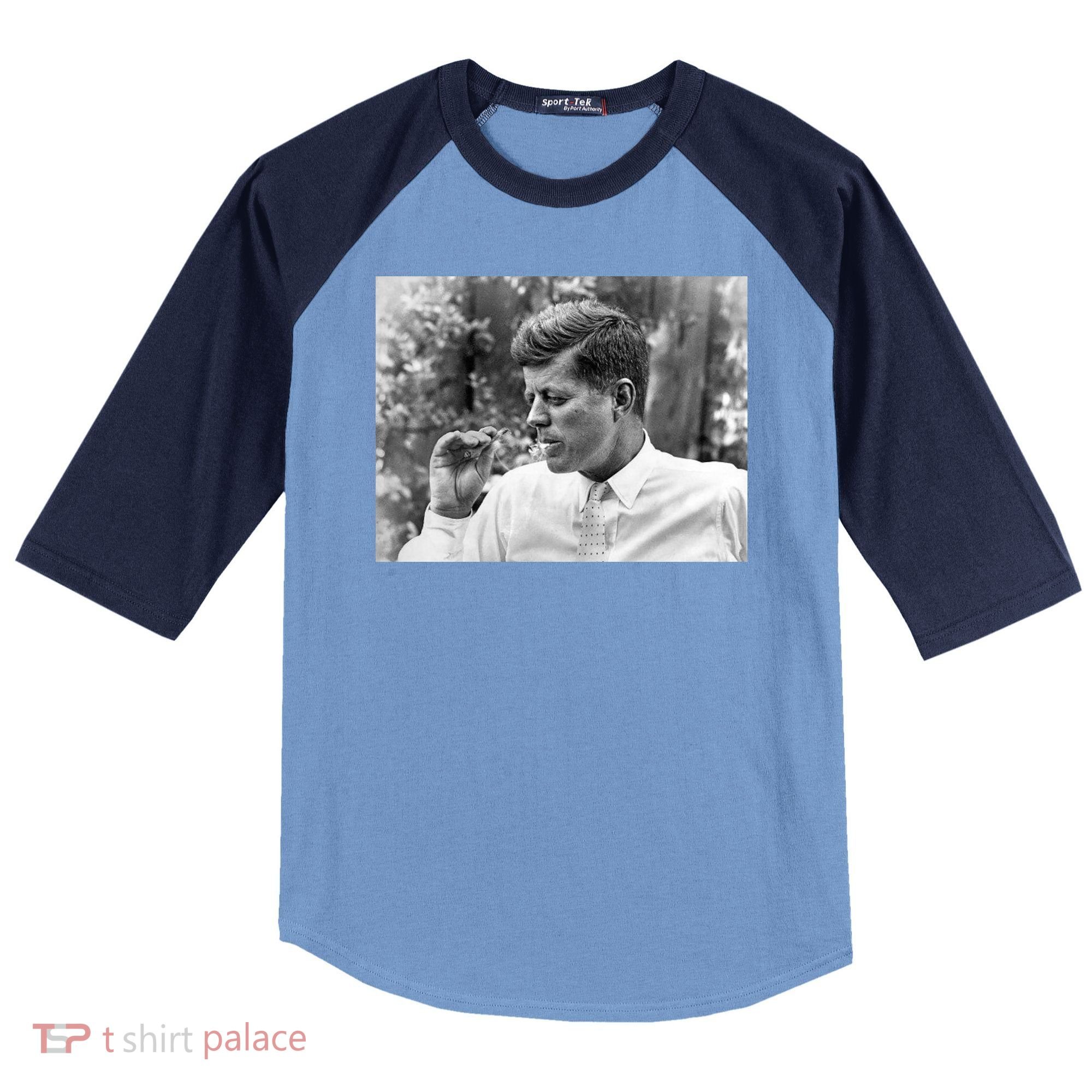John F Kennedy Smoking Raglan Baseball Sleeve Shirt
