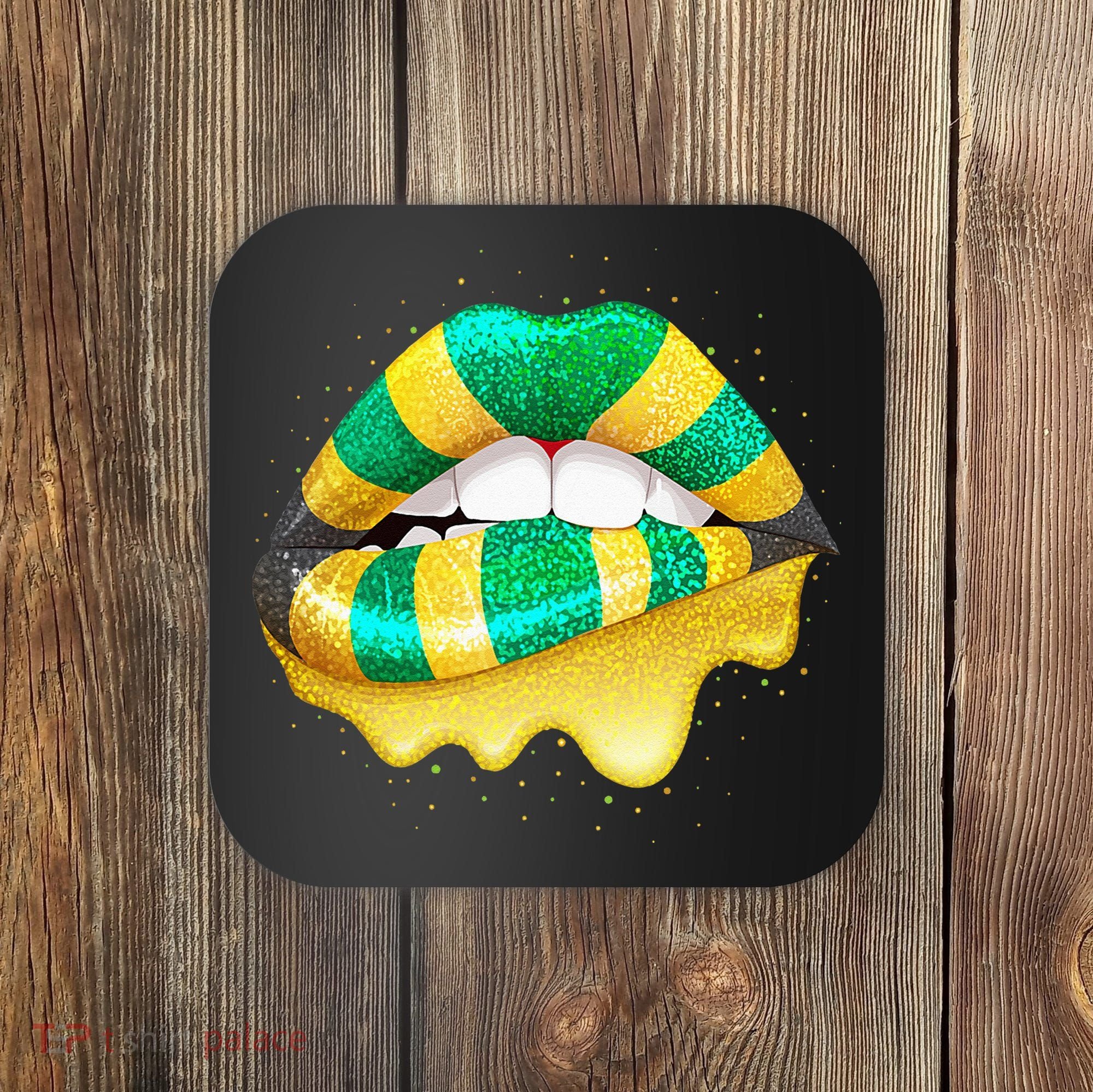Jamaican Flag Lips Women Jamaica Coaster
