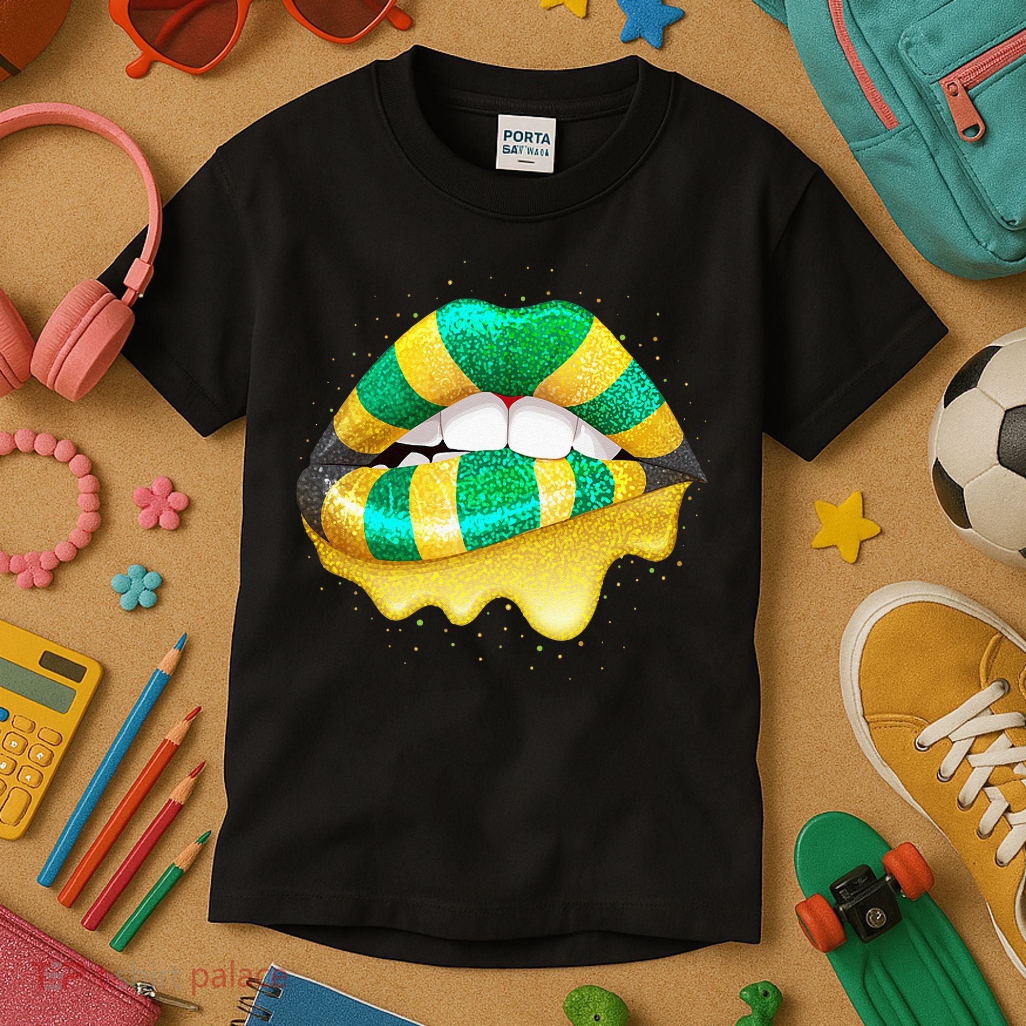 Jamaican Flag Lips Women Jamaica Kids T-Shirt