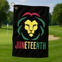 Juneteenth For Men Celebrate Juneteenth Lion Golf Towel thumb 1