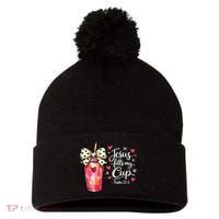 Jesus Fills My Cup Valentine Jesus Loves Me Pom Pom 12in Knit Beanie thumb 0