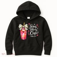 Jesus Fills My Cup Valentine Jesus Loves Me Kids Hoodie thumb 0