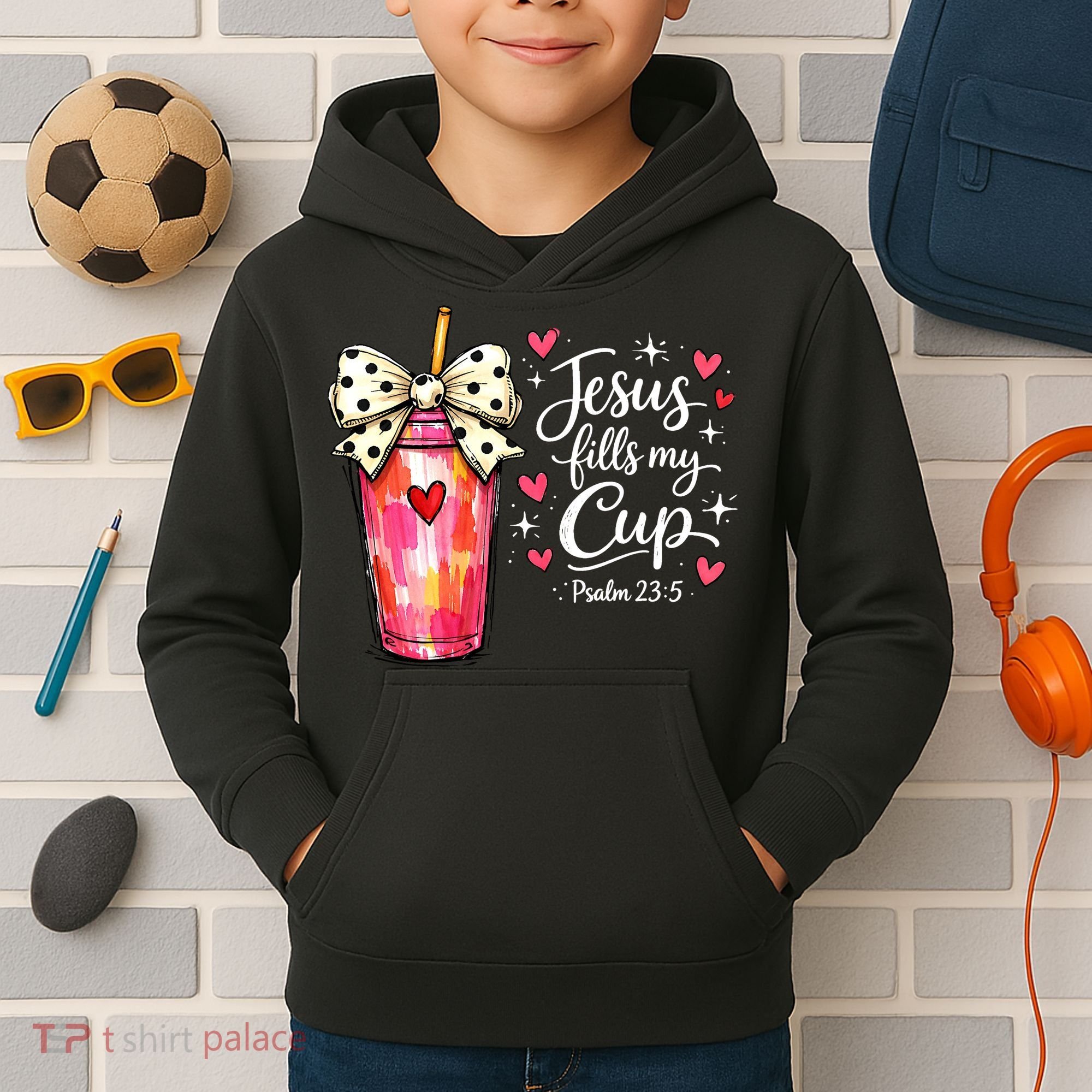Jesus Fills My Cup Valentine Jesus Loves Me Kids Hoodie
