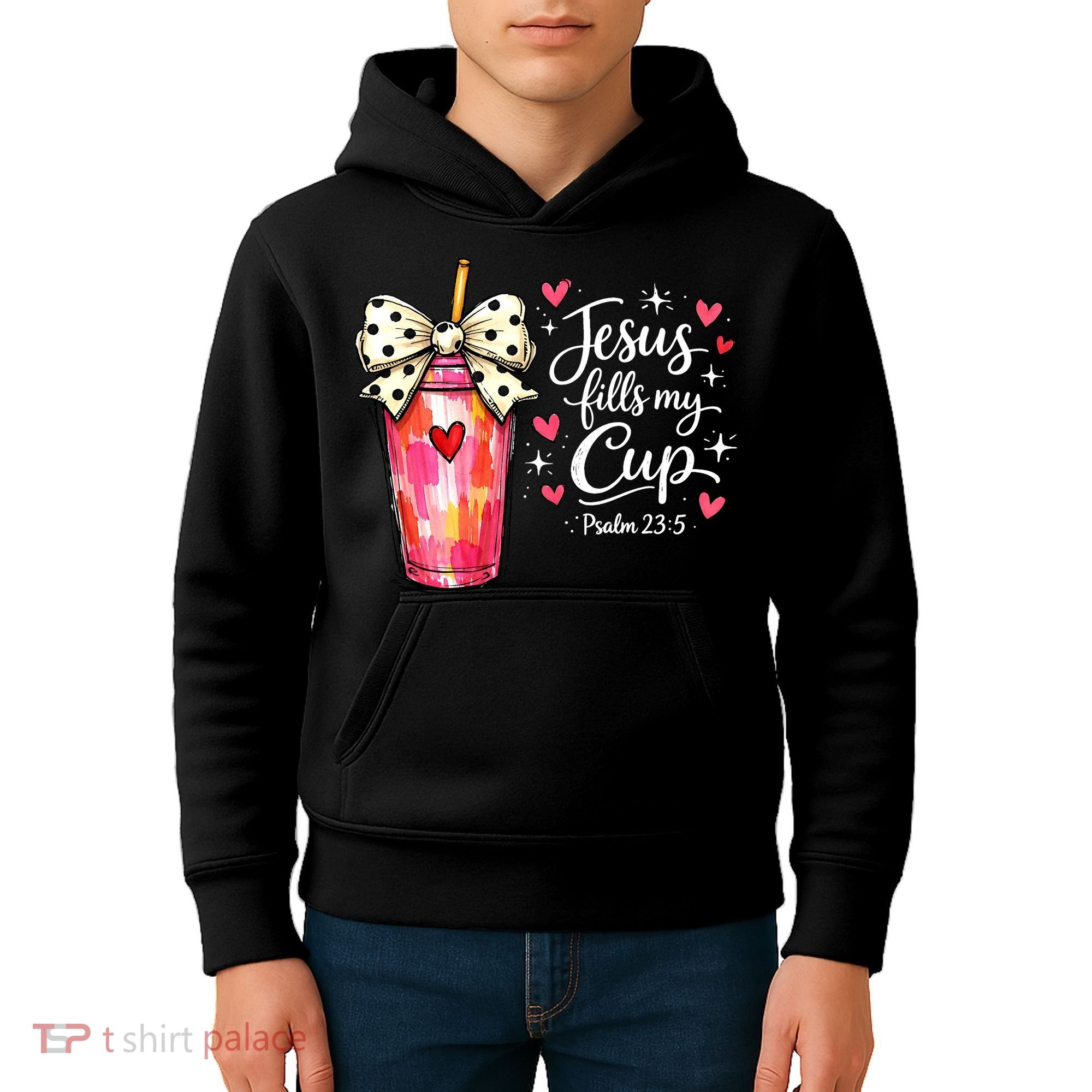 Jesus Fills My Cup Valentine Jesus Loves Me Kids Hoodie