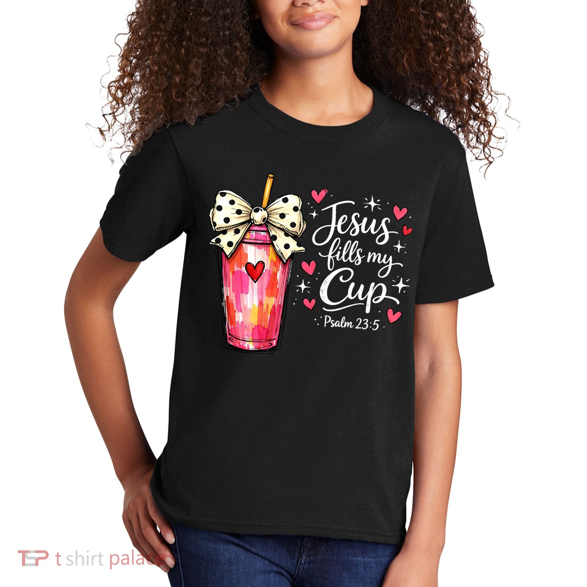Jesus Fills My Cup Valentine Jesus Loves Me Kids T-Shirt