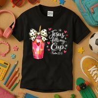 Jesus Fills My Cup Valentine Jesus Loves Me Kids T-Shirt thumb 3