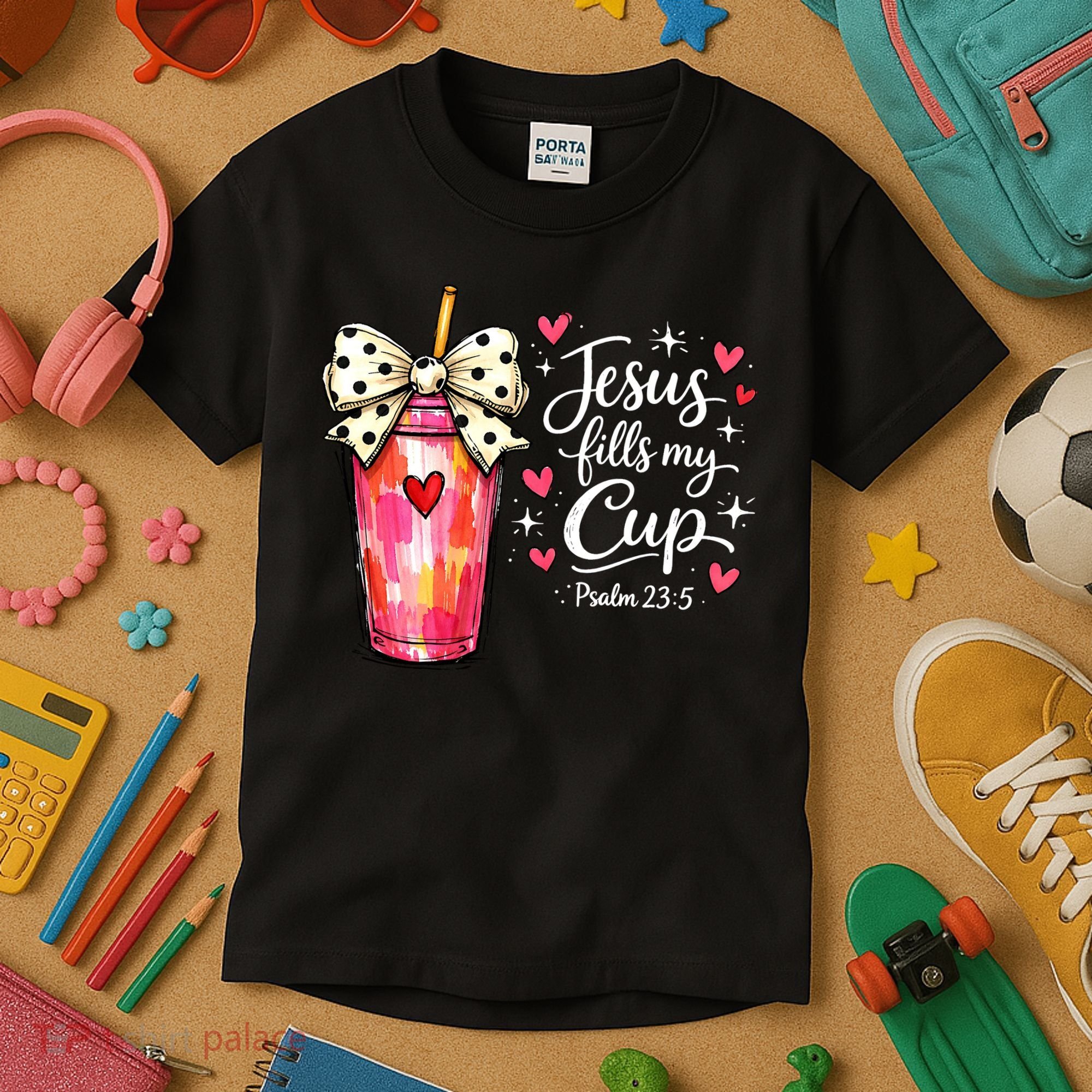 Jesus Fills My Cup Valentine Jesus Loves Me Kids T-Shirt
