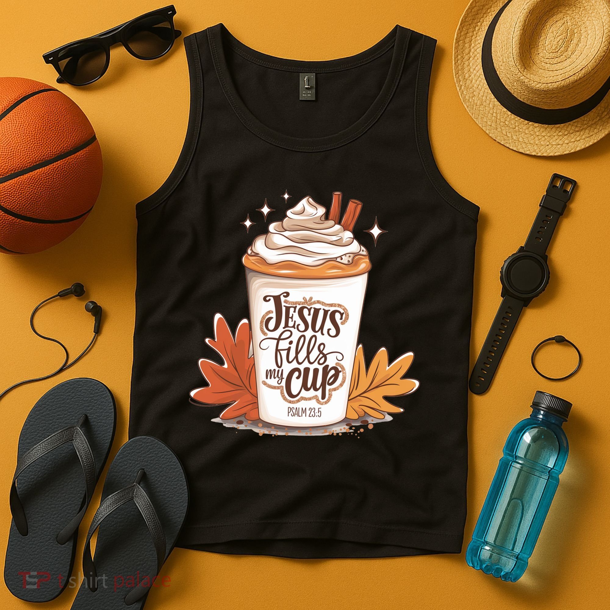 Jesus Fills My Cup Autumn Christian Tank Top