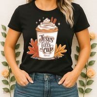 Jesus Fills My Cup Autumn Christian Women's T-Shirt thumb 2