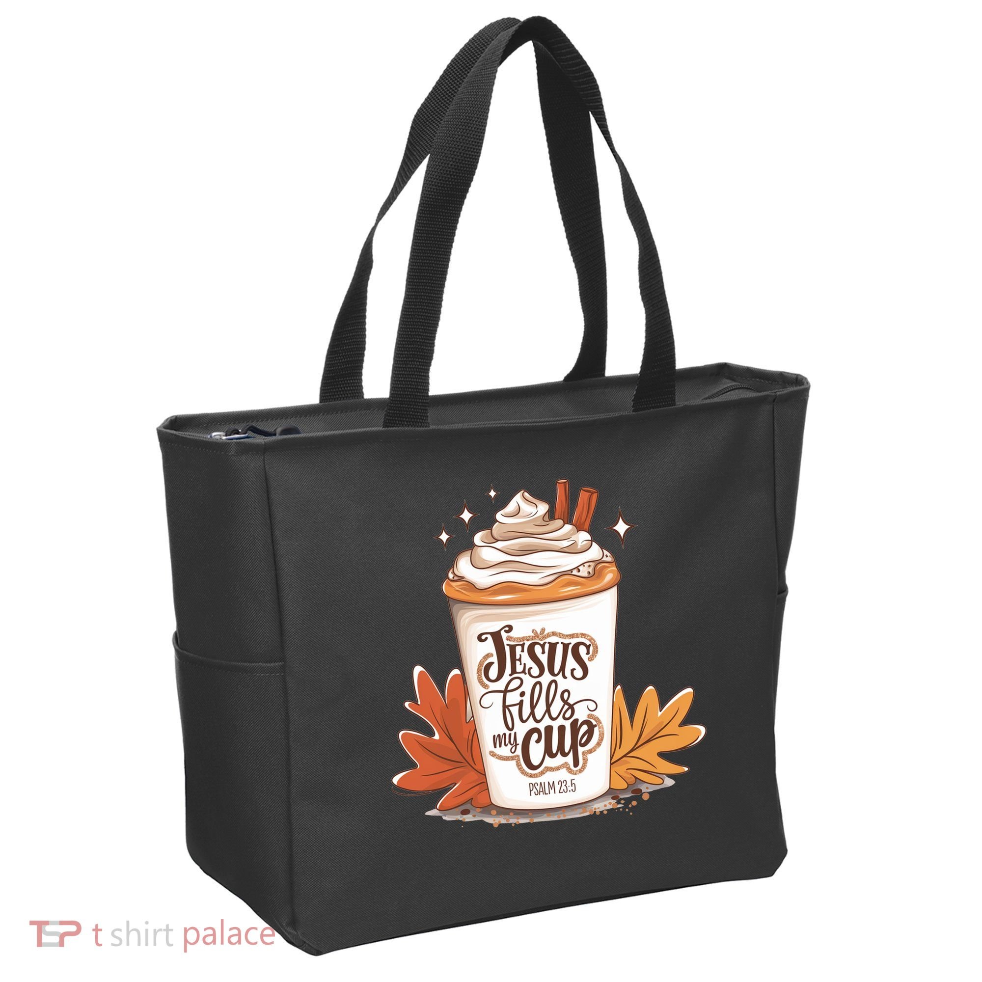 Jesus Fills My Cup Autumn Christian Tote Bag
