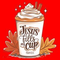 Jesus Fills My Cup Autumn Christian Santa Hat thumb 1