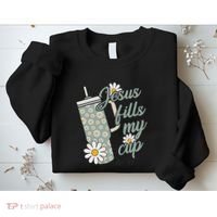 Jesus Fills My Cup Psalm 23 5 Flower Tumbler Sweatshirt thumb 2