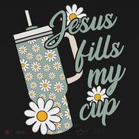Jesus Fills My Cup Psalm 23 5 Flower Tumbler T-Shirt thumb 7
