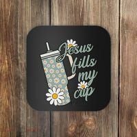 Jesus Fills My Cup Psalm 23 5 Flower Tumbler Coaster thumb 0