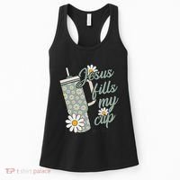 Jesus Fills My Cup Psalm 23 5 Flower Tumbler Women's Tank Top thumb 0