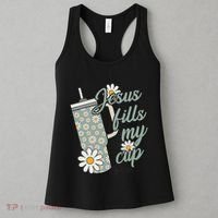 Jesus Fills My Cup Psalm 23 5 Flower Tumbler Women's Tank Top thumb 3