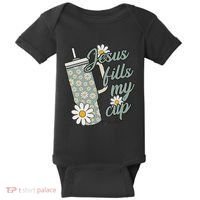 Jesus Fills My Cup Psalm 23 5 Flower Tumbler Baby Bodysuit thumb 0