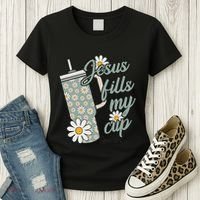 Jesus Fills My Cup Psalm 23 5 Flower Tumbler Women's T-Shirt thumb 3