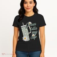 Jesus Fills My Cup Psalm 23 5 Flower Tumbler Women's T-Shirt thumb 4