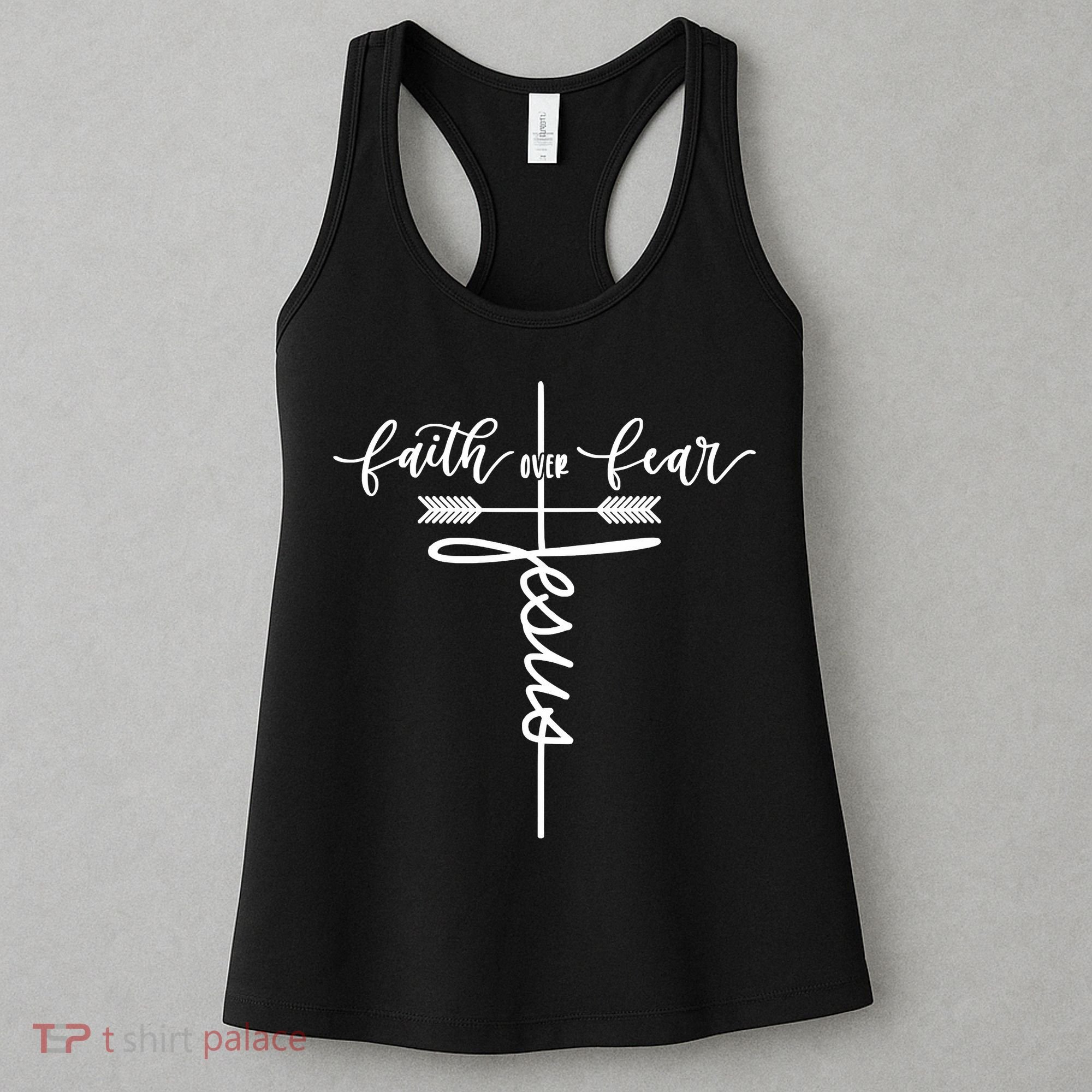 Jesus Faith Over Fear Christian Inspirational Graphic Tees Women's Tank Top
