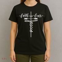 Jesus Faith Over Fear Christian Inspirational T-Shirt thumb 4